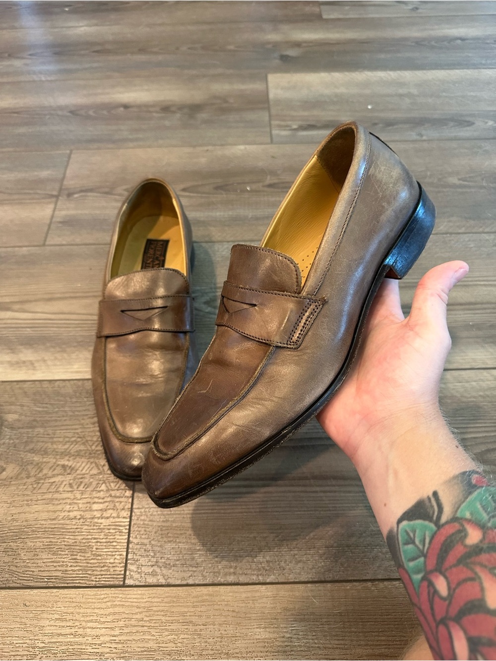 Mercantini Fiorentini Italian Brown Leather Men’s Penny Loafers Sz 9